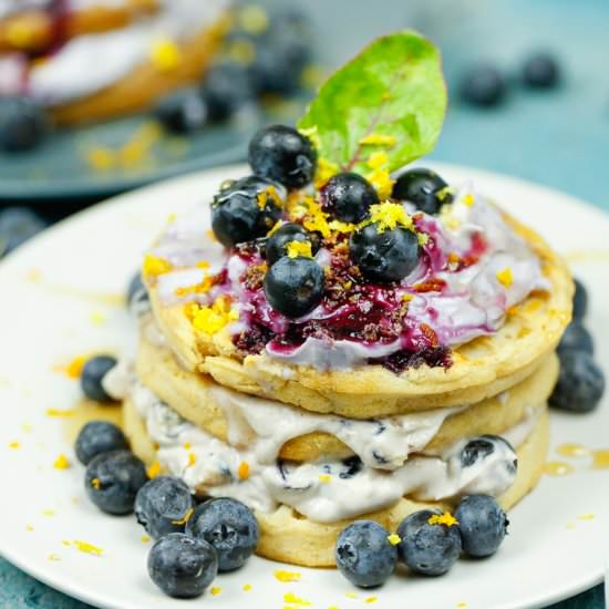 Blueberry Waffles Breakfast Casserole