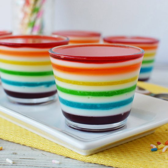 Rainbow Jello Cups