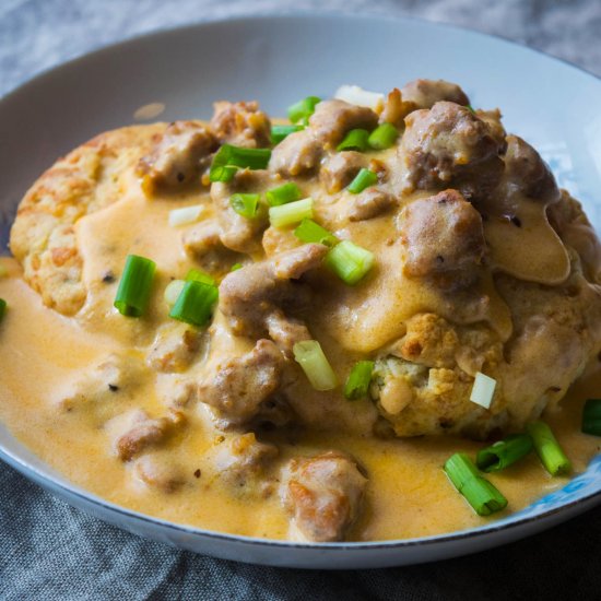 Chorizo Sausage Gravy and Biscuits