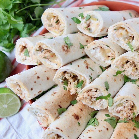 Green Chili Chicken Rolled Tacos