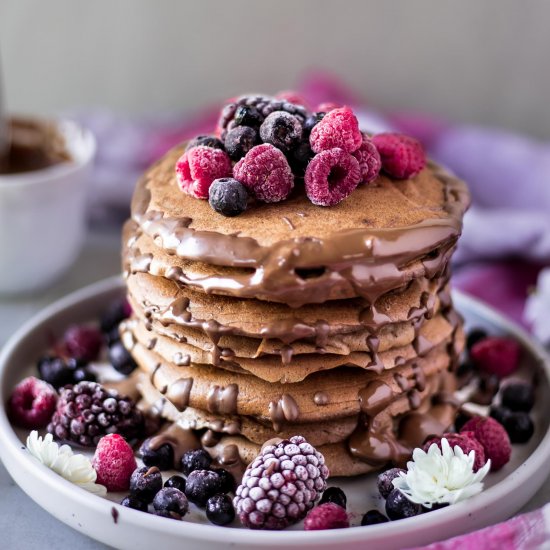 Vegan Chocolate Banana Pancakes