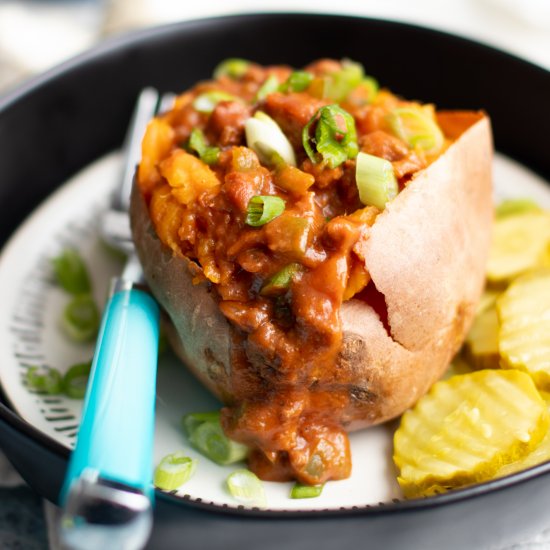 Sloppy Joes Stuffed Sweet Potatoes