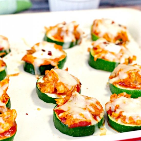 Buffalo Chicken Zucchini Pizza bite