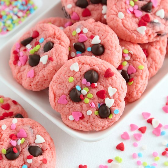 Strawberry Cake Mix Cookies