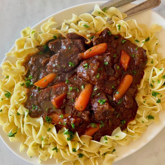 Rich Beef Stew with Wine & Hoisin