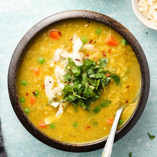 golden lentil quinoa soup