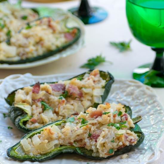 Creamy Bacon Stuffed Poblano Pepper