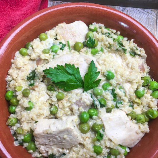 Creamy Chicken Quinoa with Peas