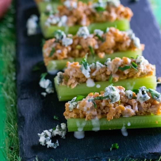 Buffalo Chicken Stuffed Celery Sticks