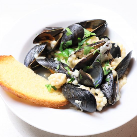 Mussels with Israeli Couscous