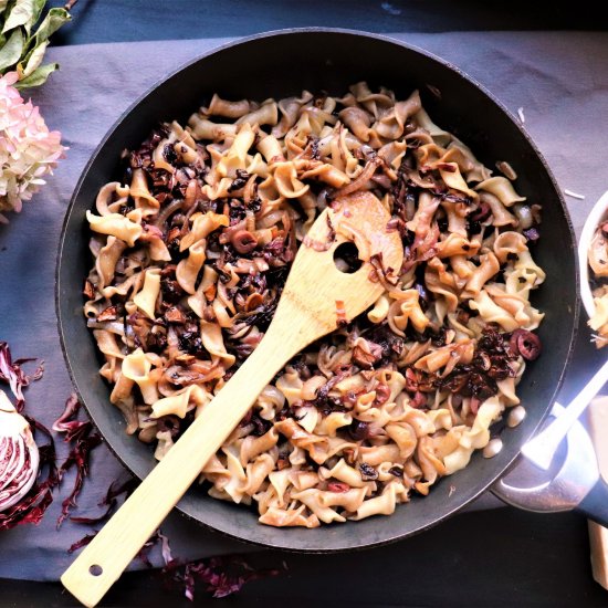 Radicchio Pasta with Smoky Mushroom