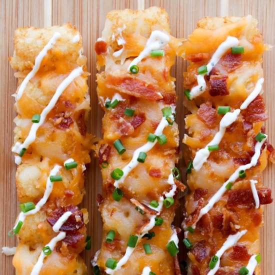 Loaded Tater Tot Kabobs