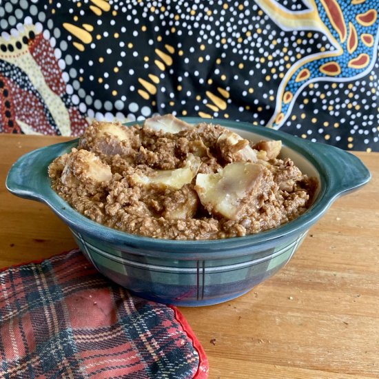 Vegan stovies (potato and mince)