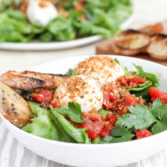 Warm Lentil Salad with Burrata