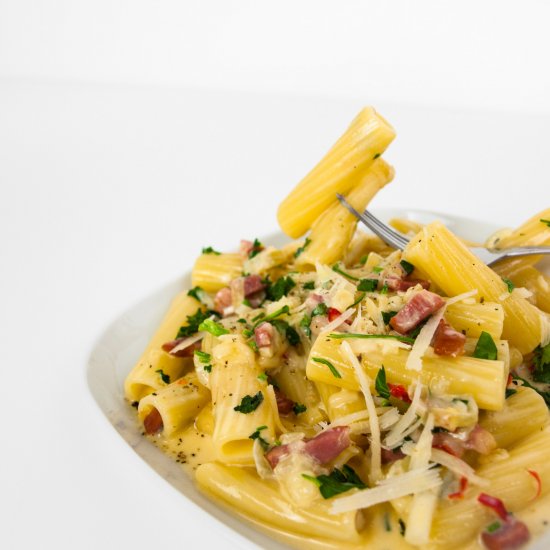 Silky pasta carbonara