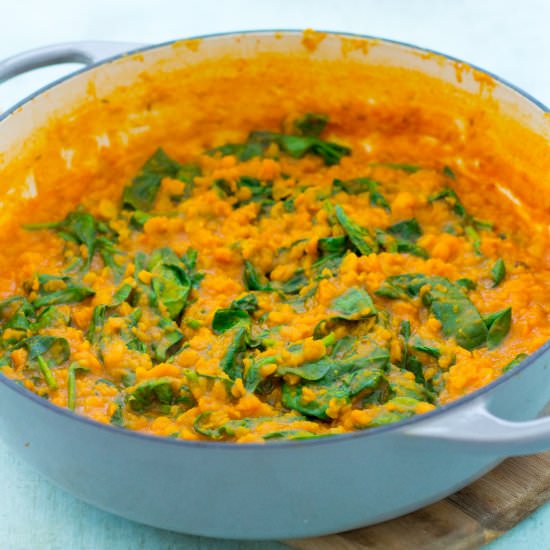 Yellow Split Pea and Spinach Dhal