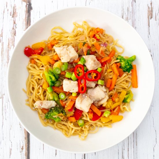 Alaska Pollock Stir Fry and Noodles