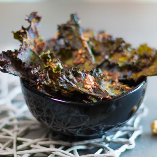 Kale Chips with Cashews and Miso