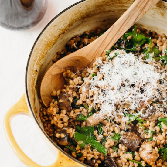 Baked Barley Risotto with Mushrooms