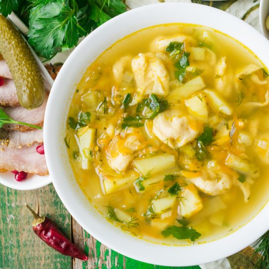 Garlic Dumpling Soup