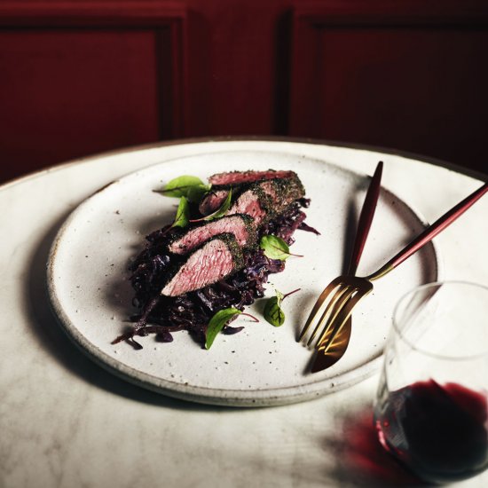 Seared Roo Fillet with Red Cabbage