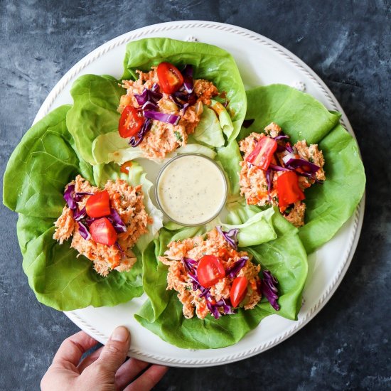 Buffalo Chicken Salad Lettuce Cups