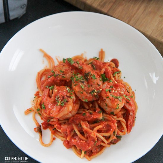 Creamy Spicy Shrimp Spaghetti