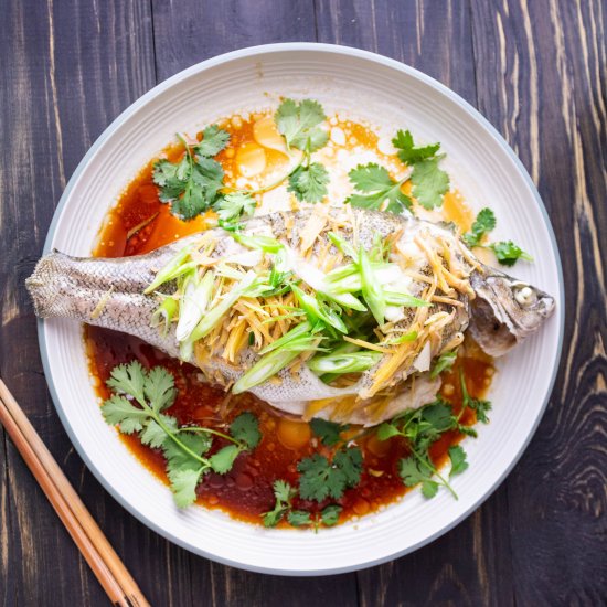 Steamed Fish with Ginger & Shallots