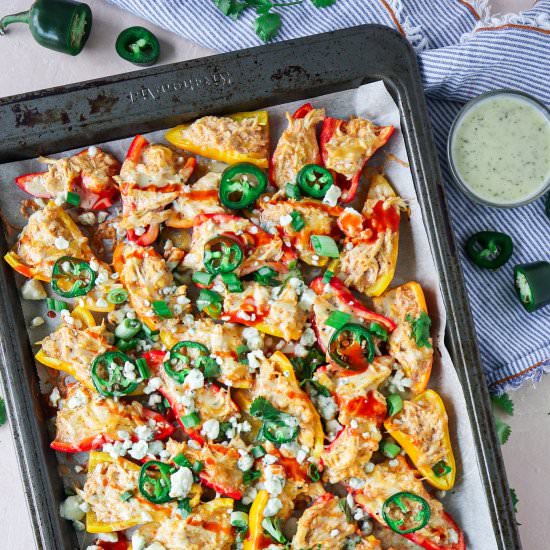 Buffalo Chicken Bell Pepper Nachos