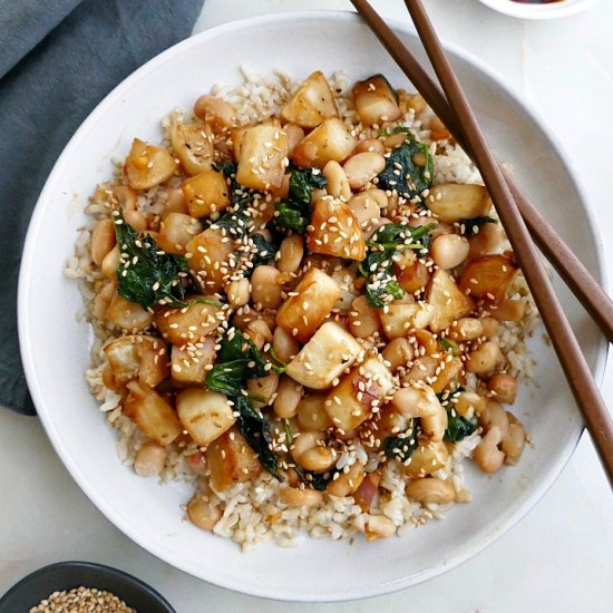 Turnip Stir Fry with White Beans