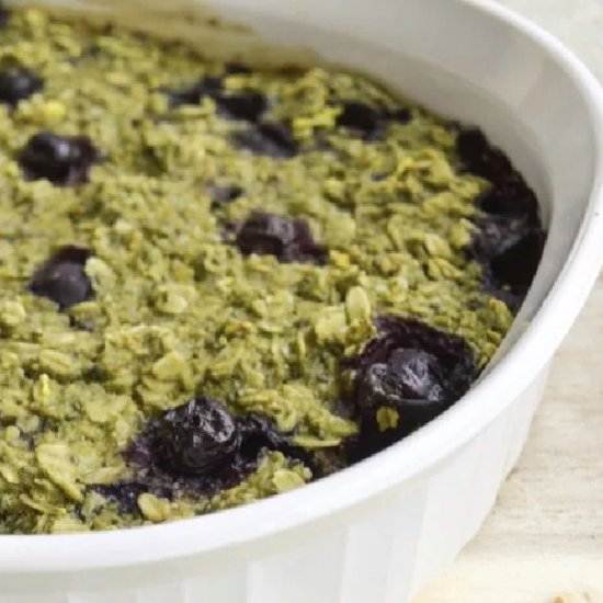 Matcha & Blueberry Baked Oats