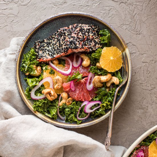 Sesame-Crusted Alaska Salmon Salad