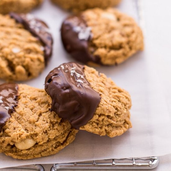 CHOCOLATE DIPPED PEANUT BUTTER COOKIES