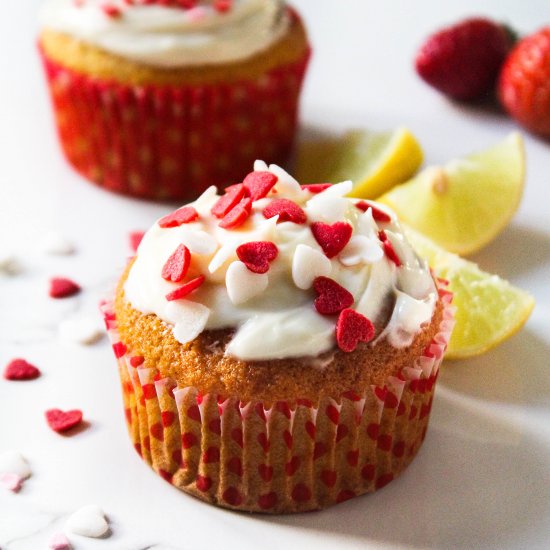 Valentines day lemon cupcakes