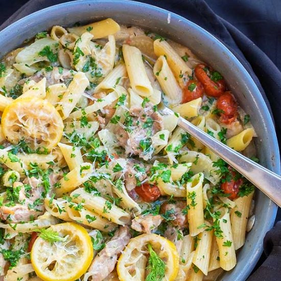 GF One-Skillet Chicken Penne Fennel