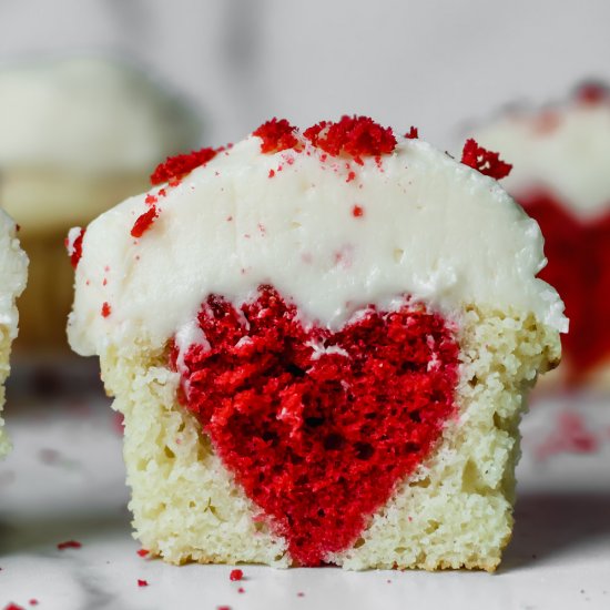 Cupcakes with Hearts in the Middle