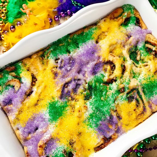 Mardi Gras King Cake Cinnamon Rolls