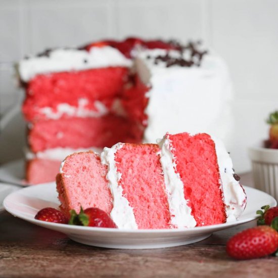 pink ombre strawberry cake