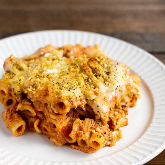 Easy Creamy Vegan Baked Ziti