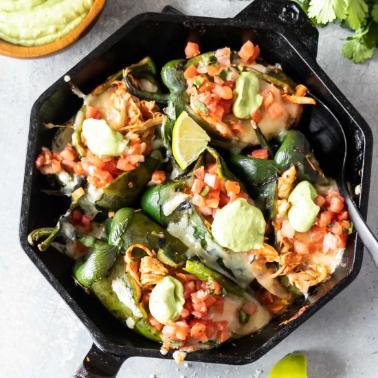 CHICKEN STUFFED POBLANO PEPPERS