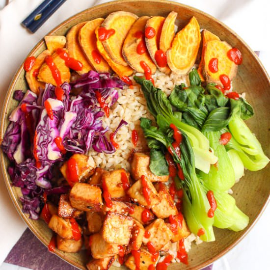 Sesame ginger tofu buddha bowl