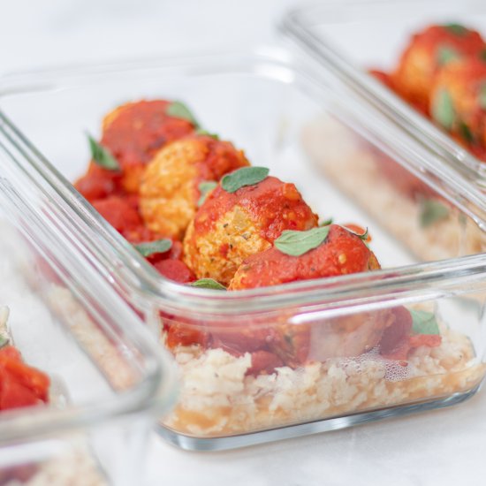 Chicken Meatballs Riced Cauliflower