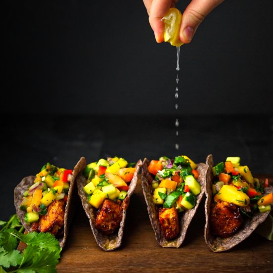 BBQ Tofu Tacos w/ Mango Salsa