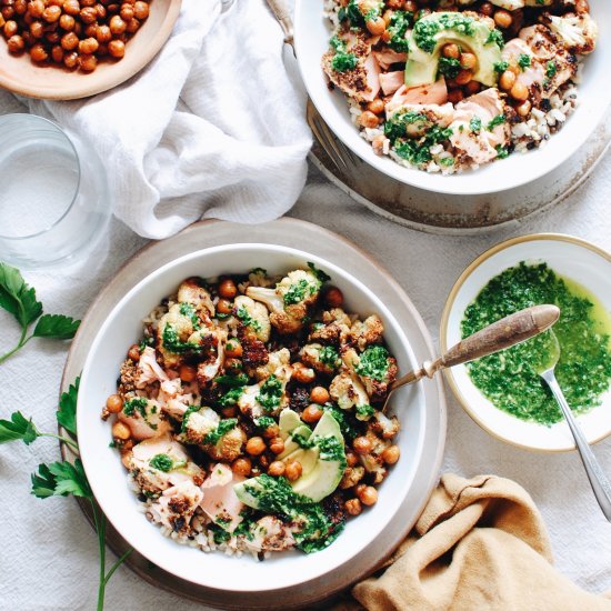 Wild Rice Bowls with Mustard Salmon