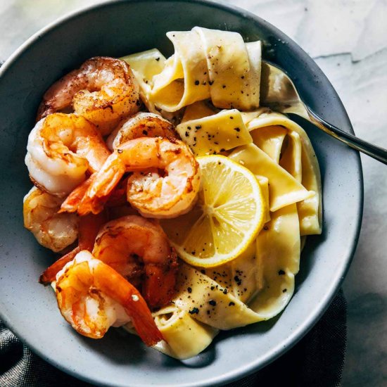 Lemon Pappardelle with Shrimp