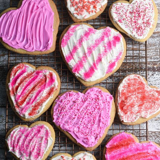 Frosted Heart Shapes Sugar Cookies