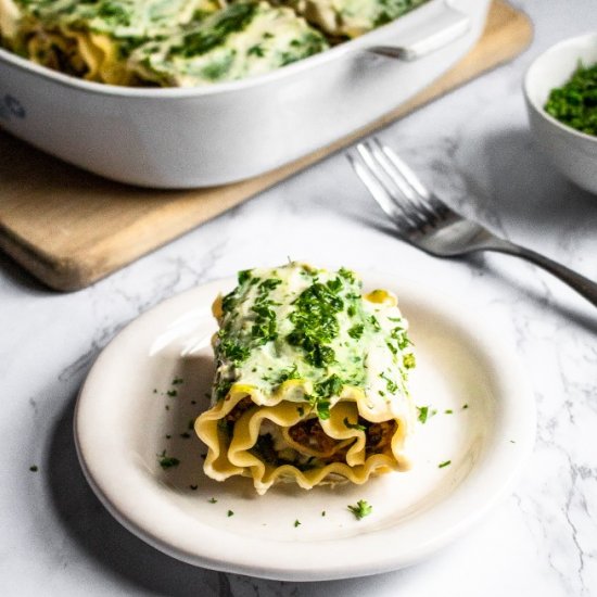 Vegan White Lasagna Rolls