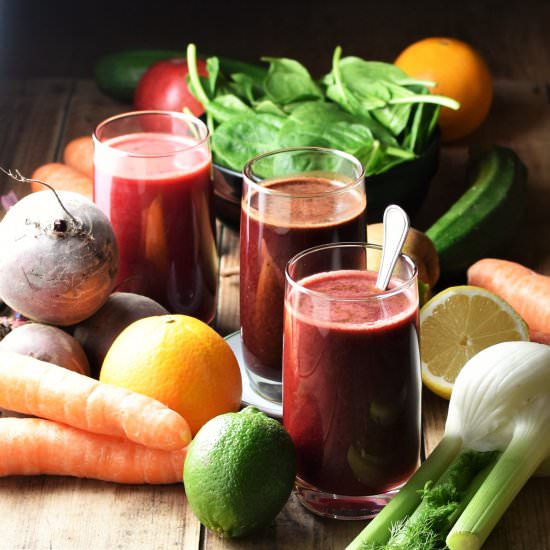 Beetroot and Carrot Juice 3 Ways