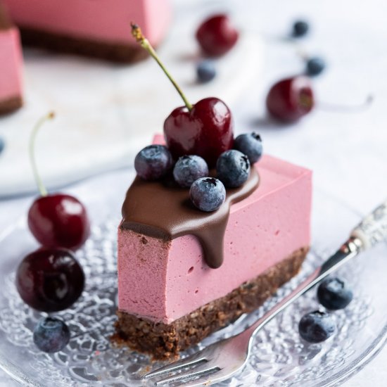 Vegan Chocolate Cherry Cheesecake