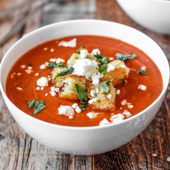 Tomato Bisque with Goat Cheese